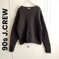 90s J.CREW Jクルー 巨人タグ ケーブルニット セーター