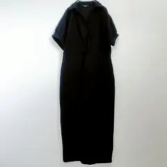 カットソーワンピース 【М】 ブラック 半袖 ワンピース ロング おしゃれ