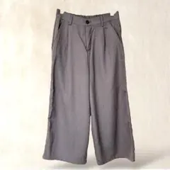 レトロガール　ワイドパンツ　M　グレー系　カジュアル　ポケットあり　無地　綺麗