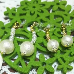 コットンパールノンホールピアス2点セット