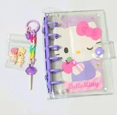 ハローキティ リングバインダー A7 パープル リフィル10枚付き シール帳