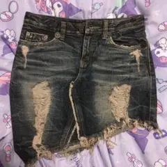 アシンメトリー★クラッシュ★切りっぱなし★インディゴ×ベージュ★デニムスカート★