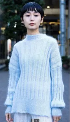 RUS◆ルースリブ編み モヘアニット　S