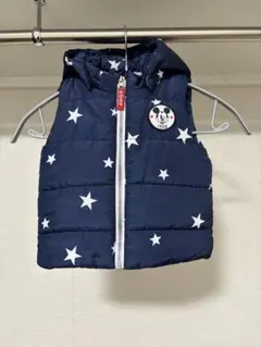 【H&M】【ミッキーマウス】星柄ネイビー中綿ベスト フード付き