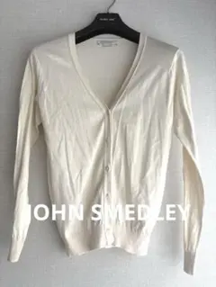 ジョンスメドレー　アイボリー Vネック 長袖カーディガン