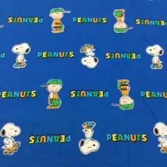 【希少】スヌーピーSNOOPY 生地1ｍ スヌーピー＆チャーリーブラウン ブルー