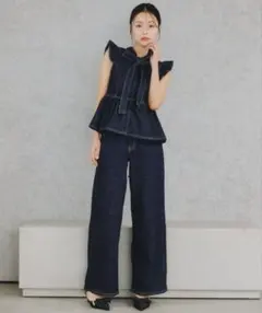 JILL by JILLSTUART レースアップワイドデニムパンツのサムネイル