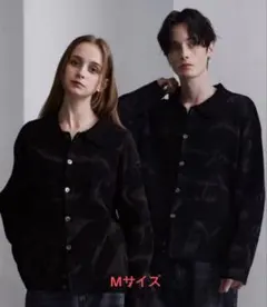 【CLEL】ベーシックスプレー畦編みニットシャツカーディガン レッド系 Sサイズ CLEL ベーシック/スプレー畦編みニットシャツカーディガン S レッド系