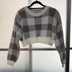 GRL チェック柄 クロップドニット　ベージュ