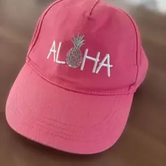ALOHA パイナップル刺繍 キャップ ピンクのサムネイル