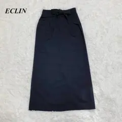 ECLIN ウエストリボン ロング丈 タイトスカート M ブラックのサムネイル