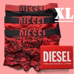 新品　ディーゼル　ボクサーパンツ　3枚パック　XL　A17580ブラック/レッド