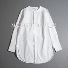 452h*美品 マディソンブルー コットン ノーカラー オックスフォードシャツのサムネイル