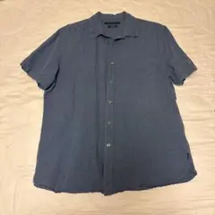 PERRY ELLIS 半袖シャツ リネン混 ブルー Lのサムネイル