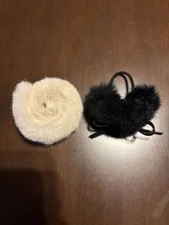 ファー素材 ヘアゴム 2色セット