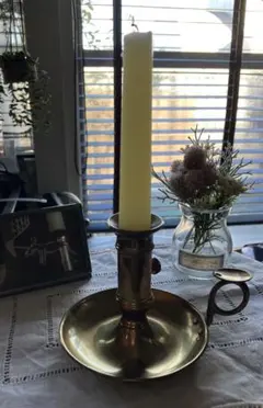 《アンティーク》シンプルな真鍮キャンドルホルダー・キャンドルスタンド☆クリスマス