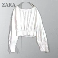 ZARA ザラ　バックレースアップブラウス 無地　シンプル　ホワイト　長袖