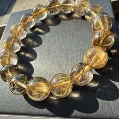 高品質タイチンルチル 13mm 18cm 天然石ブレスレット