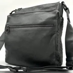 【美品】ボッテガヴェネタ ショルダーバッグ イントレチャート 本革 ダークグレー