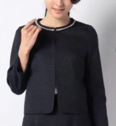 20900円 新品ストロベリーフィールズ ラメツイード ビジュージャケット紺