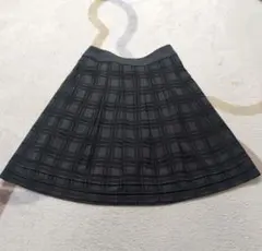 美品 コムサデモード 黒とグレーのチェック柄プリーツスカートサイズS