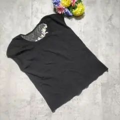 ダズリン dazzlin 花柄刺繍 ストライプシャツ ブラック (フリー)