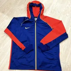 NIKE ジップアップパーカー　 アシンメトリー赤ネイビーユニセックス　サイズL