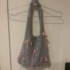 バッグ シルバー リボン