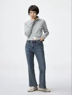 GU スリムフレアジーンズ+EC(丈短め)