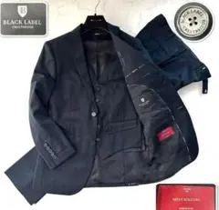 未使用級꧁ブラックレーベルクレストブリッジ꧂スーツ3ピース モヘヤ絹 御幸毛織