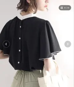 classicalelf バイカラー2wayフレア半袖ブラウス