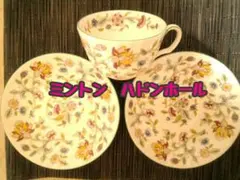 人気‼️『ミントン』ハドンホール柄　ティーカップ&ソーサー３点セット