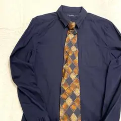 RAGEBLUE レイジブルー ネクタイシャツ ネイビーシャツ ストレッチ L