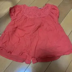 プティマイン　コーラルピンク ボタン留め シャツ 90