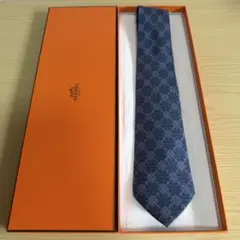 専用様 HERMES エルメス ネクタイ ブルー 総柄 チェーンモチーフ