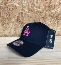 ◆海外正規品◆ New Era LAニューエラキャップ帽子ブラック色ピンク刺繍入