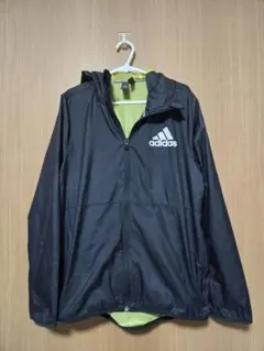 adidas アディダス ナイロンジャケット 160 ウインドブレーカー 黒