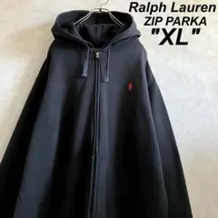 ラルフローレン ポニー刺繍ロゴ ジップパーカー 黒 XL