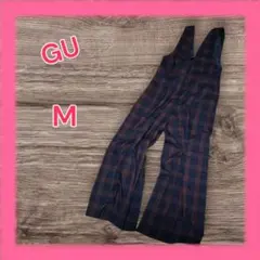 GU ジーユー サロペット オーバーオール レディース M チェック柄 Vネック