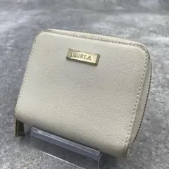 FURLA フルラ 折り財布 ホワイト レザー ラウンドファスナー レザー