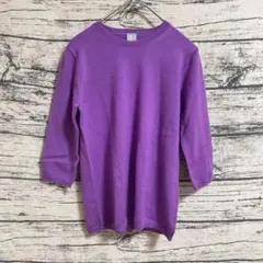 COMME CAコムサコムサコムサ　パープル　半端袖　ニット　Mサイズ　薄手生地
