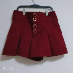 秋冬　ボルドー　ボタン　キュロット　ショートパンツ