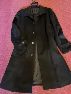 【美品】コムサデモード フライフロントステンカラーコート　カシミア混合 黒