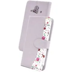 らくらくスマートフォン F-52B 花柄手帳型ケース パープル　紫