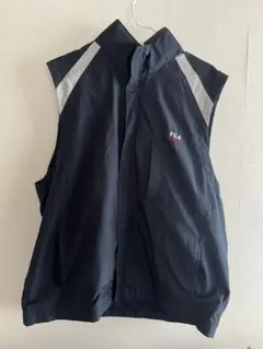 古着⭐︎フィラ　ベスト　ナイロンジャケット　フルジップ　L ネイビー　春