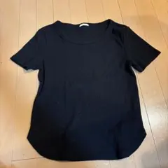 GU リブ編み ブラック 半袖 トップス