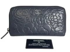 シャネル CHANEL カメリア ラウンドファスナー 長財布 ウォレット