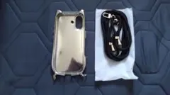 【新品・未使用】iPhone17用 スマホケース シルバー グリッター 猫耳