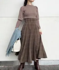 FRAY I.D リブニットコンビチェックワンピース　スカート　フレイアイディー