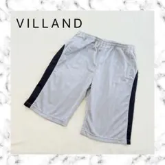 【VILLAND】シャドーストライプ メッシュ切替 ハーフパンツ グレー×黒